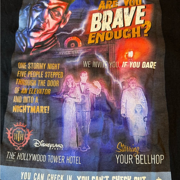 Disney Black Tower of Terror Graphic Tee Size Large - Picture 5 of 5